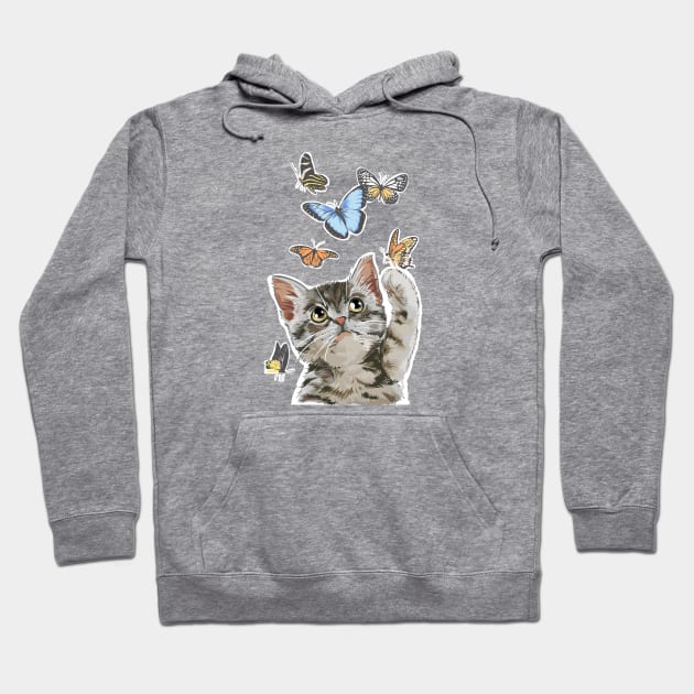 Butterfly Cat Hoodie by LoenaStudio